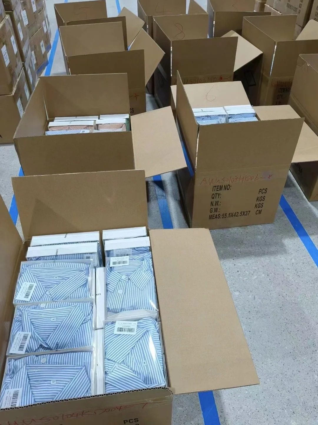 Colorful assorted clothing bulk stock wrapped for shipment